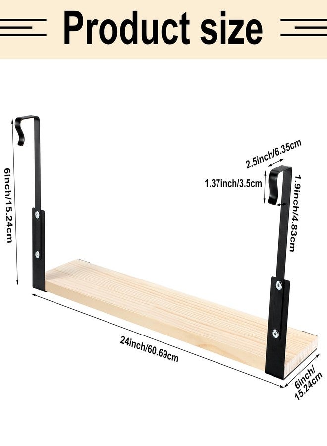 DoubleFill Office Cubicle Shelf 24" Wood Hanging Cubicle Storage Organizer File Hanging Shelf Accessories Storage Organizer Bookshelf with Hooks for Home Desk - Image 2